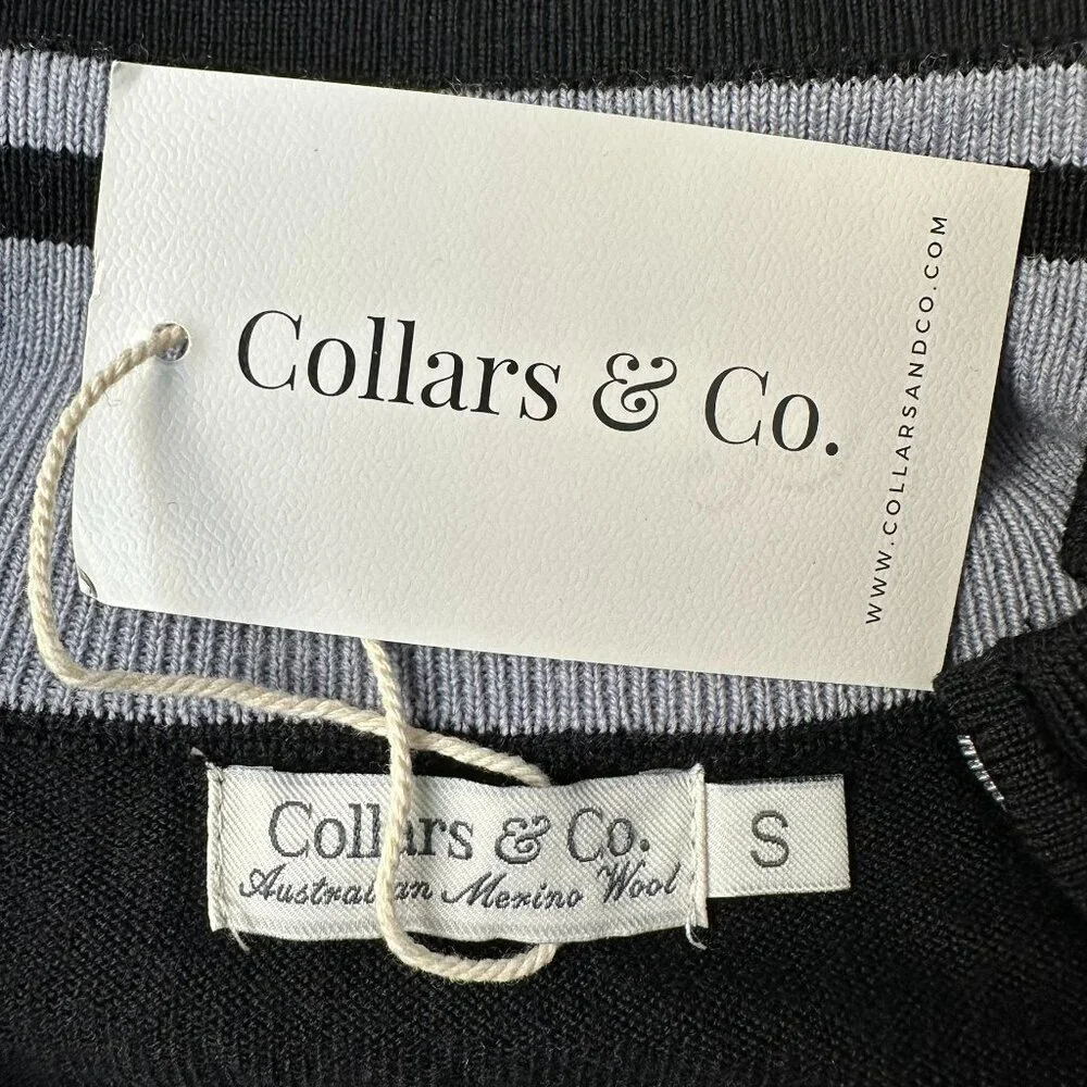 Collars & Co. Men's Cashmere Australian Merino 1/4 Zip Sweater, Size S, Black